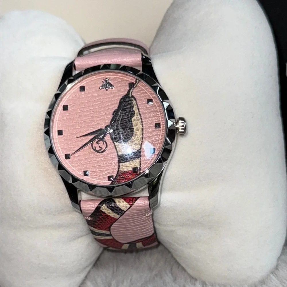 Gucci Pink and Black Luxury Watch